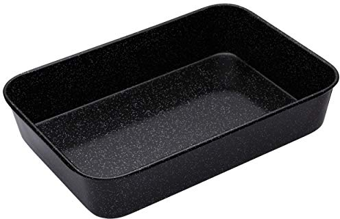 MasterClass Teglia per arrostire in smalto vitreo, acciaio da 1 mm a prova di induzione con rivestimento antigraffio, grande 40 x 28 cm (15,5 x 11''), nero