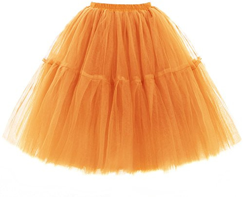 BABYONLINE D.R.E.S.S. Dam Prinsessa Veckad Kjol Tutu Organza Underkjol Balettkjol, Apelsin, One Size