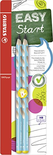 STABILO - Ergonomischer Dreikant-Bleistift für Linkshänder - EASYgraph in blau - 2er Pack - Härtegrad HB
