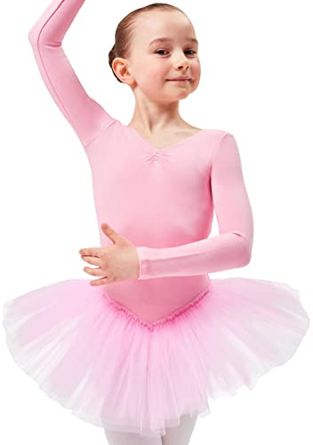 tanzmuster Ballett Tutu Mädchen - Romy - Gr. 92-170 - weiche Baumwolle - Glitzersteine - Ballettbody mit Tüllrock für Kinder