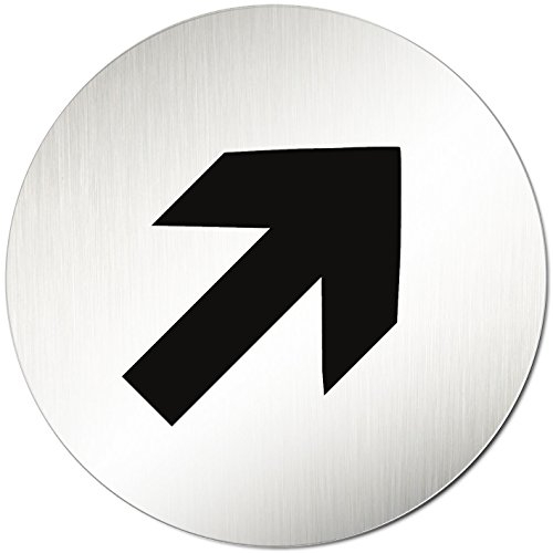 'Targhetta per porta pittogramma Direzione Freccia in alluminio (anodizzato) circa 100 mm Ø