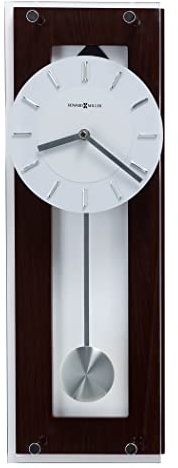 Howard Miller Emmett Wall Clock II, Espresso Finish - Silver Finished Pendulum, Wenge Style Chrome Accents, Quartz Movement Soft Ticking Wall Clock for Bedroom, Modern Grandfather Clock