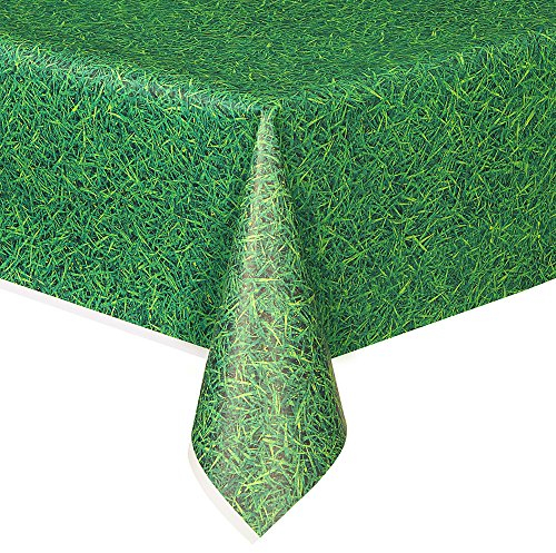 Green Grass Rectangular Plastic Table Cover (137cm x 274cm) 1 Piece - Ideal for Parties and Events