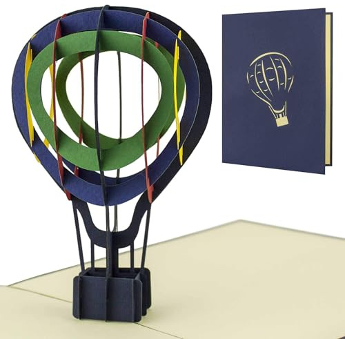 Diese-Klappkarten 3D Pop Up Karte Heißluftballon - Gutschein Karte für Heißluftballonfahrt - Geburtstagskarte - Glückwunschkarte mit 3D Pop-up Effekt - Ballonfahrt Ballon