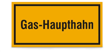 SafetyMarking® Hinweisschild Gas-Haupthahn | BxH: 20,0 x 10,0 cm | Material: PVC-Folie | Befestigungsart: Zum Verkleben | Betriebskennzeichnung