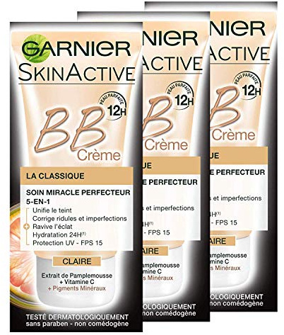 Garnier - SkinActive - BB Crème La Classique Claire - Soin Miracle perfecteur 5-en-1 - Lot de 3