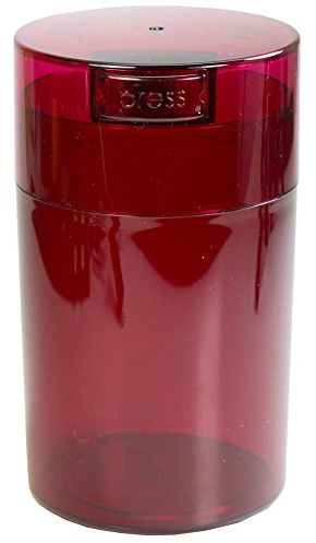 Tightvac - 1 oz to 6 ounce Airtight Multi-Use Vacuum Seal Portable Storage Container for Dry Goods, Food, and Herbs - Red Tint Cap & Body