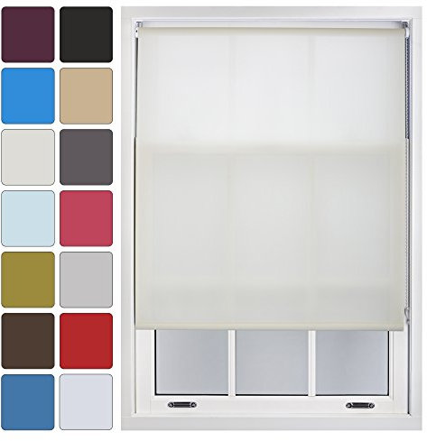 FURNISHED Blinds Window Custom Made to Measure Daylight Roller Blinds - Sheer Non-blackout Blind Opaque Fabric Shades Easy Fit Window Blinds, Cream up to 90W x 165H cm