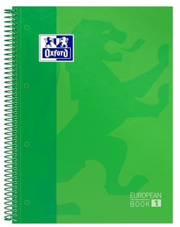Oxford A4 European Book 1, kariert, 160 Seiten mit farbigen Rändern, mit Whiteboard, Hardcover, Grün