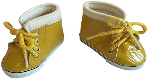 The New York Doll Collection Gelb glänzende Lederpuppen Turnschuhe Sportschuhe passen 18 Zoll/46cm Puppen - für Mode Mädchenpuppen - Puppenschuhe - Puppen Sportschuhe