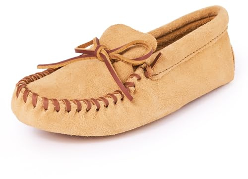 Minnetonka Men's Leather Laced Soft Leather Sole Moccasin,Tan,6 M US