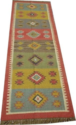 GURU SHOP Orientalischer Grob Gewebter Kelim Teppiche 250x80 cm - Muster 1