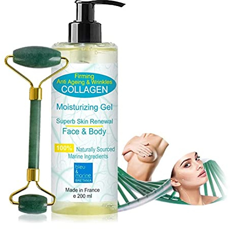 Gel de Aloe Vera y Colágeno Antiarrugas - 200 ml Cara y Cuerpo Gel Hidratante Reafirmante - Escote - Anti Estrias