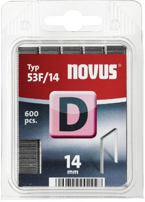 Novus D 53 F Flachdrahtklammern 14 mm, 600 Tacker-Klammern vom Typ 53 F/14 , für Folien, Etiketten, Papier und Pappe, 042-0378