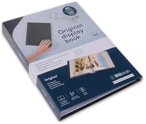 Rillstab A4 Präsentationsmappe für Schule & Projekt - Sichtbuch & Präsentationsbuch - 80 Transparente Hüllen – Dokumente Organisieren ohne Lochen - Schwarz - RI99484