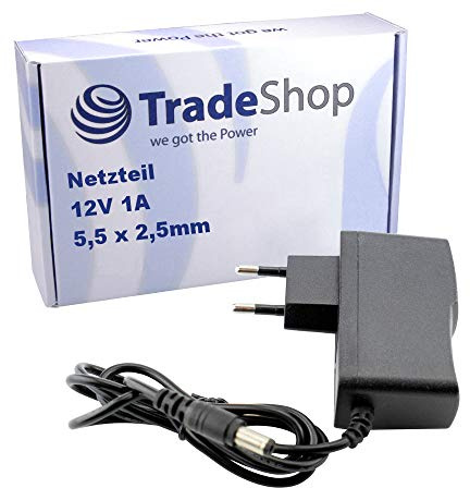 Trade-Shop Netzteil Ladegerät Ladekabel Adapter 12V/1A 5,5mm x 2,5mm passend für AVM FritzBox Linksys Huawei Speedport Telekom Vodafone Cisco Netopia