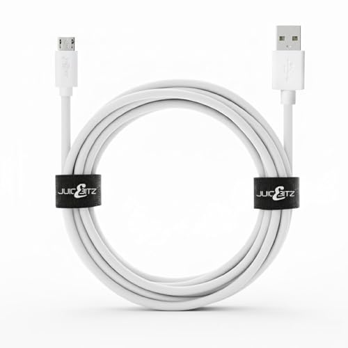 JuicEBitz 1m/3ft FAST 2.4A Micro USB Charger Cable compatible with Android Phones & Tablets: Samsung Galaxy A10 S7 S6 S5 Tab S2 TabA/LG W30 K50 / Cubot/HTC/Sony Xperia (White)