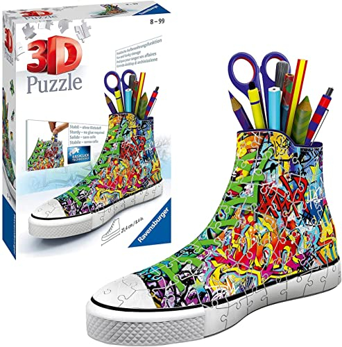 Ravensburger Graffiti Shoe 3D Jigsaw Puzzle for Kids Age 8 Years Up - 108 Pieces Pencil Pot - No Glue Required