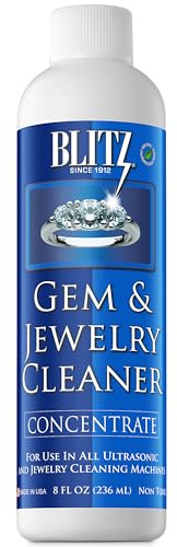 Blitz Gem & Jewelry Cleaner Liquid Concentrate for Gold, Silver, & Platinum Jewelry Cleans Non-Porous, Precious & Semi-Precious Stones. Non-Toxic, Non-Abrasive, & Planet Friendly Made in USA 8oz