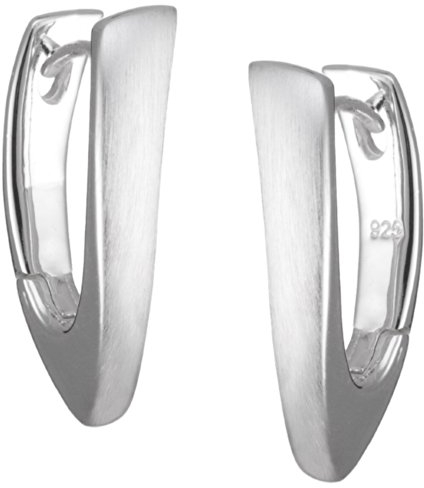 Vinani Damen Ohrringe 925 Silber - Klapp-Creolen mit V- Form mattiert groß glänzend aus 925 Sterling Silber Ohrring Set für Frauen CPG