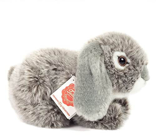 Teddy Hermann 93728 Widderkaninchen grau 18 cm, Kuscheltier | Besonders flauschiger Premium-Plüsch, mit viel Liebe zum Detail, ab 18 Monaten, waschbar, Füllung mit recyceltem Polyester
