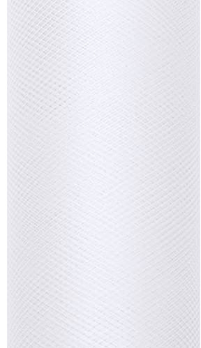 PartyDeco Tüll – Tüllstoff Dekostoff Hochzeit Verpackung Stuhl Tischläufer – Weiß, 0,3 x 9 m
