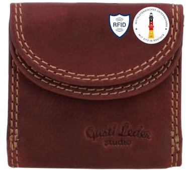 Gusti Leder Mini Portemonnaie Leif - Kleines Echtleder Portemonnaie Damen & Herren - Geldbörse Slim Wallet Braun - Geldbeutel Festival Party Reise