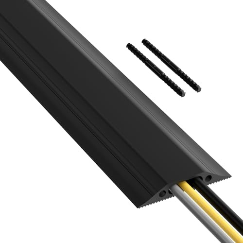 D-Line FC83B/9M Boden Kabelbrücke mit Steckverbindung, Schwarz, Boden-Kabelkanal 83x14mm Breit, 9m Länge - Schwarz