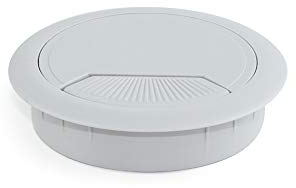 Emuca - Passe-câbles rond encastrable de Ø60mm pour table de bureau, plastique, gris, Lot de 20