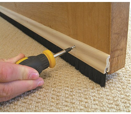 STORMGUARD 02SR0320838WO 838mm Bottom of The Door Brush Strip Draught Excluder-Wood, Black, (2'9)