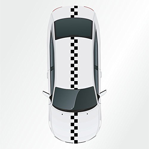 Kiwistar - Autoaufkleber Rallye Streifen - 20 x 400 cm Karo gekachelt - schwarz glänzend - selbstklebend - Viperstreifen für Auto, Motorhaube, Karosserie - Tuning Aufkleber Racing Deko