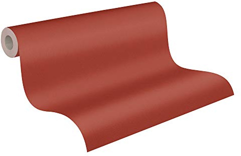 A.S. Création Vliestapete 10,05 m x 0,53 m - einfarbige Strukturtapete Rot - dunkle Wandtapete Made in Germany - 958727