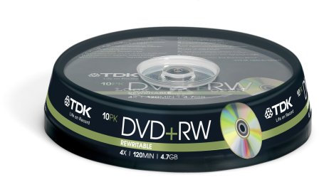 TDK T19524 4x DVD+RW - Cakebox 10 Pack