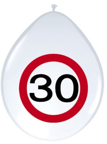 Luftballons Zahl 30 Geburtstag zweifarbig, 8 Stk.