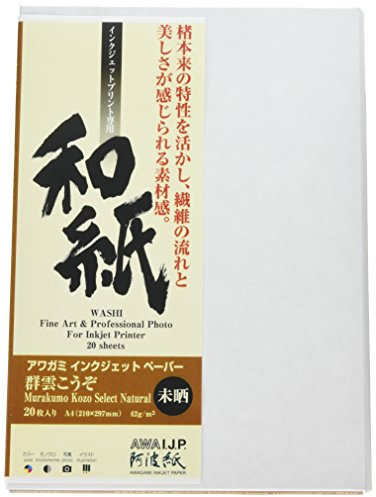 Awagami Murakumo Kozo Select Natural Fine Art Inkjet Paper, 42gsm A4 (8.27 x 11.69) 20 Sheets