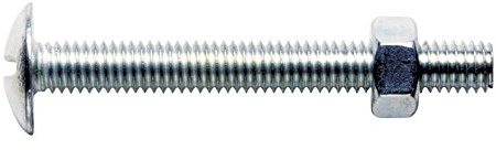 Boulons poêliers tête ronde large fendue en croix acier zingué blanc GFD - Longueur 50 mm - Diamètre 6 mm - Vendu par 100