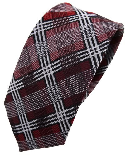 TigerTie schmale Designer Krawatte in kariert gemustert - Krawattenbreite 6 cm