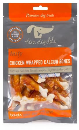 Petface The Dog Deli Premium Dog Treats - Chicken Wrapped Calcium Bones, 100g (Pack of 1)