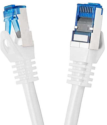 BIGtec 20m CAT.7 Patchkabel Netzwerkkabel Gigabit Patch DSL LAN Ethernet Kabel weiß Kupferkabel doppelt geschirmt (RJ45 Stecker Cat-7 S/FTP PIMF)