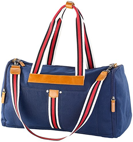 Carlo Milano Reisetaschen: Canvas-Strandtasche/Freizeittasche, blau (Strand-Tasche, Modische Sommer-Tasche, Sporttasche)