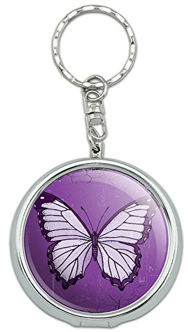 GRAPHICS & MORE Portable Pocket Purse Ashtray Keychain Insects Ladybug Butterfly Dragonfly - Butterfly Artsy Purple