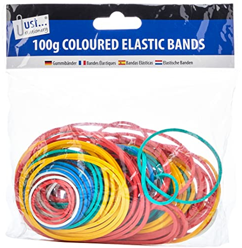 Just stationery Coloured Elastic Bands, Multi, 6224
