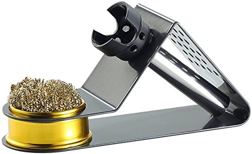 AGT Lötkolbenhalterung: Kompakter Lötkolbenhalter mit Spiralwolle (Lötkolbenablage, Lötkolbenständer, Tischständer)