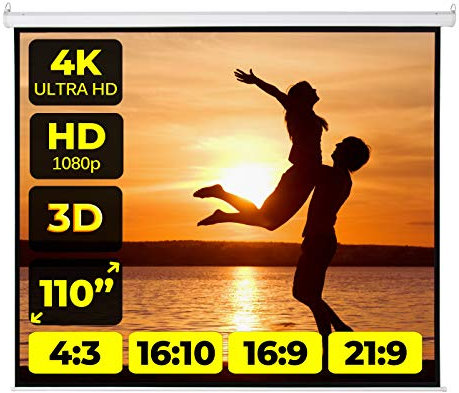 Schermo Proiettore Provis Motorizzato (110 Pollici) 197x197cm Formato 4:3 16:9 16:10 - Bordi 3cm - Telo Elettrico 2 Metri Schermo Proiezione 2mt Telo Proiettore Motore 250cm - Videoproiezione 2 mt