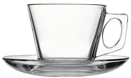 Pasabahce tè con Piatto Vetro Vela Preparazione Arredo Tavola, 6 unità, Set da 12 Pezzi