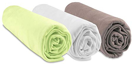 Lot de 3 Draps Housse 60x120 Lit Bébé, Berceau, Lit Parapluie 60 x 120 | Bambou | Anis Blanc Taupe | Extensible & Respirant | Sommeil sain | Marque Easy dort | Certifié Oeko-Tex | Fabriqué en Europe
