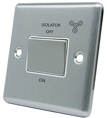 AET CSC3PFANWS 10 A 3-Pole Satin Finish Chrome Classical White Insert Metal Rocker Fan Isolator Switch