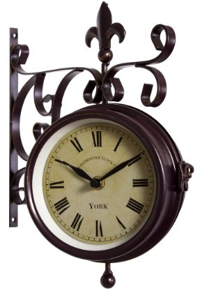 Westminster Outdoor indoor Clock double sided Thermometer Garden Wall Station Dia 14.5cm
