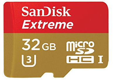 Sandisk Micro SD Extreme Action per Fotocamere da Azione, Scheda di Memoria 32 GB, con Adattatore SD, Classe UHS 1, C10, Rosso/Oro