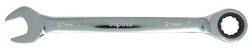 Dapetz ® Fixed Head Ratchet Spanner 21mm, Ratcheting Combination Wrench Metric Chrome Vanadium Steel Forged Combination Wrench Open End Spanner, 72-Tooth Ratchet